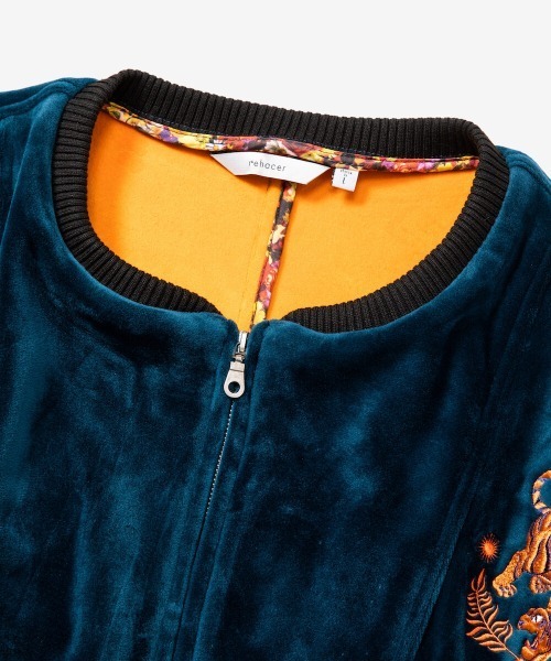 rehacer（レアセル）の「rehacer :  Dolman Wide Souvenir Jacket / ドルマンスリーブワイド スーベニア ジャケット（スカジャン・レディース・ブルー/ブラック・SMALL/X-LARGE/LARGE）」の16枚目の写真