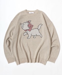 Disney(ディズニー)キャラクタージャガードニットセーター レディース/ミッキーマウス ミニーマウス 101匹わんちゃん おしゃれキャットマリー