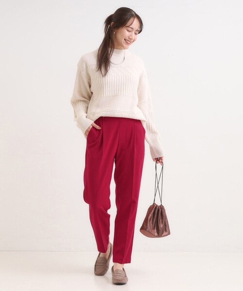 SHOO・LA・RUE（シューラルー）の「【洗濯機可/S-LL】美脚見え あったか裏起毛 テーパードパンツ（その他パンツ・レディース・ブラウン系/オフホワイト/ブラック/グレー系1/レッド系1・03/04/02/01）」の8枚目の写真