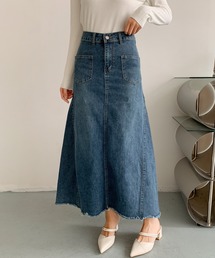 ハイウエスト デニム ロングスカート