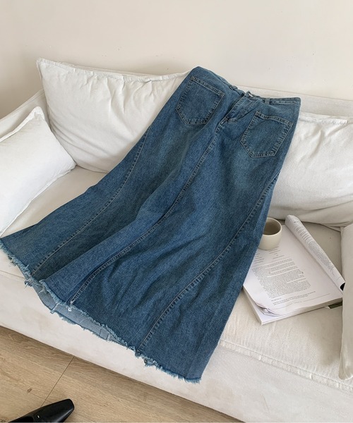 aimoha(アイモハ)の「ハイウエスト デニム ロングスカート(デニムスカート・レディース・ブラック/ブルー・MEDIUM/SMALL/LARGE)」の21枚目の写真
