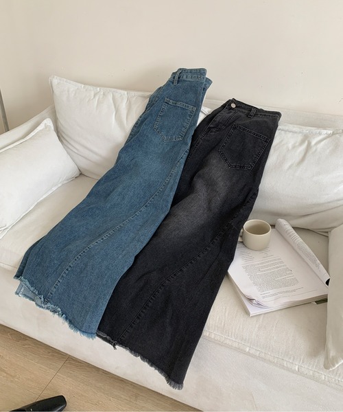 aimoha(アイモハ)の「ハイウエスト デニム ロングスカート(デニムスカート・レディース・ブラック/ブルー・MEDIUM/SMALL/LARGE)」の20枚目の写真