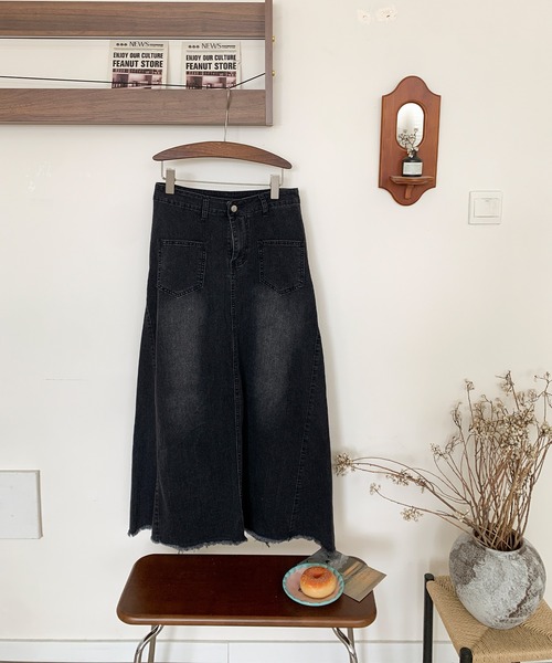 aimoha(アイモハ)の「ハイウエスト デニム ロングスカート(デニムスカート・レディース・ブラック/ブルー・MEDIUM/SMALL/LARGE)」の19枚目の写真