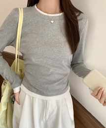 WEGO/フェイクレイヤードタイトロングTシャツ/トップス