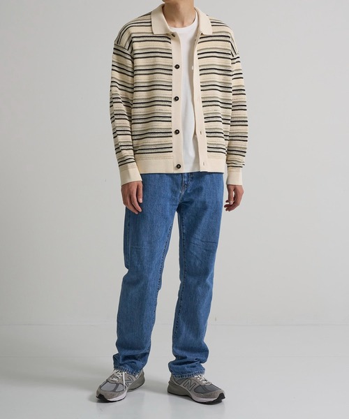 CITY TOKYO(シティトウキョウ)の「【CITY TOKYO/シティートーキョー】メッシュボーダーポロカーディガン(カーディガン/ボレロ・メンズ・ダークブルー/ベージュ・1/2)」の8枚目の写真