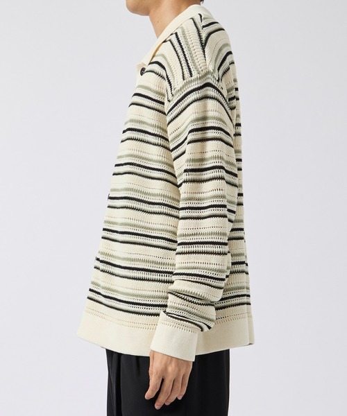 CITY TOKYO(シティトウキョウ)の「【CITY TOKYO/シティートーキョー】メッシュボーダーポロカーディガン(カーディガン/ボレロ・メンズ・ダークブルー/ベージュ・1/2)」の10枚目の写真