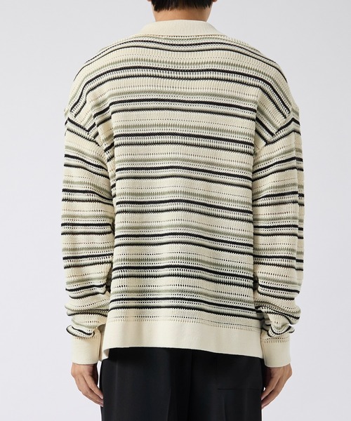 CITY TOKYO(シティトウキョウ)の「【CITY TOKYO/シティートーキョー】メッシュボーダーポロカーディガン(カーディガン/ボレロ・メンズ・ダークブルー/ベージュ・1/2)」の11枚目の写真