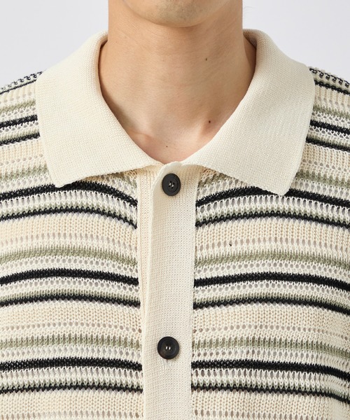 CITY TOKYO(シティトウキョウ)の「【CITY TOKYO/シティートーキョー】メッシュボーダーポロカーディガン(カーディガン/ボレロ・メンズ・ダークブルー/ベージュ・1/2)」の12枚目の写真