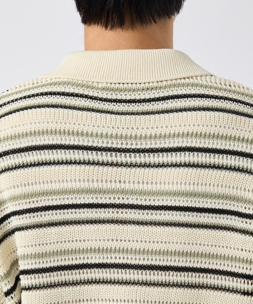 CITY TOKYO(シティトウキョウ)の「【CITY TOKYO/シティートーキョー】メッシュボーダーポロカーディガン(カーディガン/ボレロ・メンズ・ダークブルー/ベージュ・1/2)」の13枚目の写真