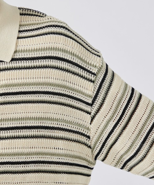 CITY TOKYO(シティトウキョウ)の「【CITY TOKYO/シティートーキョー】メッシュボーダーポロカーディガン(カーディガン/ボレロ・メンズ・ダークブルー/ベージュ・1/2)」の14枚目の写真