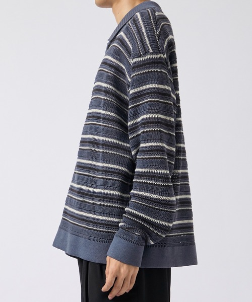 CITY TOKYO(シティトウキョウ)の「【CITY TOKYO/シティートーキョー】メッシュボーダーポロカーディガン(カーディガン/ボレロ・メンズ・ダークブルー/ベージュ・1/2)」の18枚目の写真