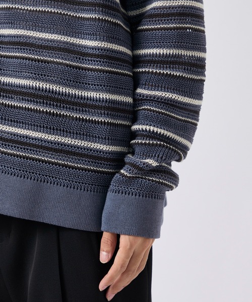 CITY TOKYO(シティトウキョウ)の「【CITY TOKYO/シティートーキョー】メッシュボーダーポロカーディガン(カーディガン/ボレロ・メンズ・ダークブルー/ベージュ・1/2)」の7枚目の写真
