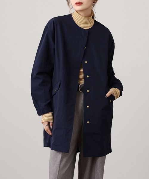 セール】撥水加工フィッシュテール ノーカラーコート（ノーカラー