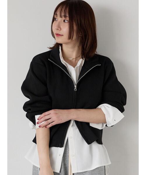 Te chichi TERRASSE（テチチテラス）の「Wジップハイネックリブカーディガン（カーディガン/ボレロ・レディース・ブラック/オフホワイト/ネイビー/ミント/レッド・F）」の11枚目の写真