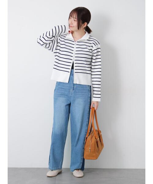 Te chichi TERRASSE（テチチテラス）の「Wジップハイネックリブカーディガン（カーディガン/ボレロ・レディース・ブラック/オフホワイト/ネイビー/ミント/レッド・F）」の13枚目の写真