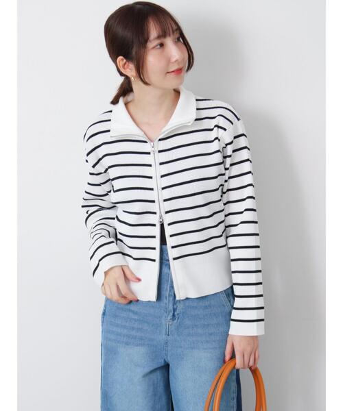 Te chichi TERRASSE（テチチテラス）の「Wジップハイネックリブカーディガン（カーディガン/ボレロ・レディース・ブラック/オフホワイト/ネイビー/ミント/レッド・F）」の14枚目の写真