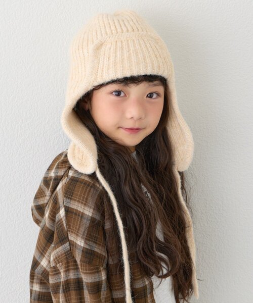 CIAOPANIC TYPY（チャオパニックティピー）の「【KIDS】耳付き2WAYニット帽（ニットキャップ/ビーニー・キッズ・ブラック/グレー/オフホワイト・ONE SIZE）」の4枚目の写真