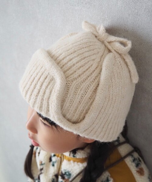 CIAOPANIC TYPY（チャオパニックティピー）の「【KIDS】耳付き2WAYニット帽（ニットキャップ/ビーニー・キッズ・ブラック/グレー/オフホワイト・ONE SIZE）」の9枚目の写真