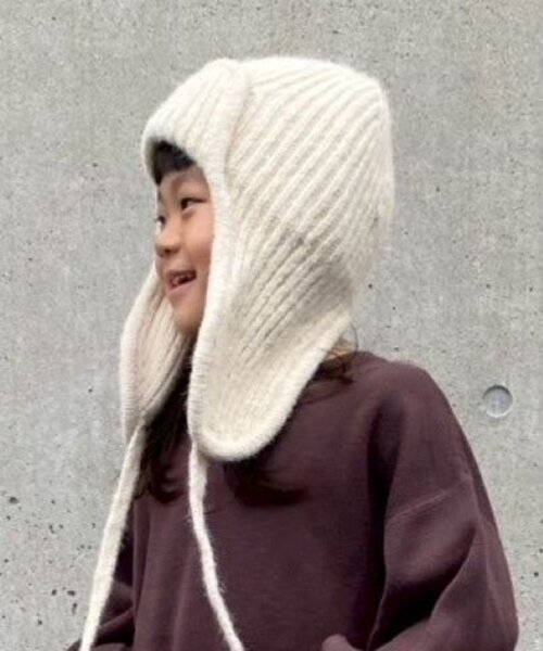 CIAOPANIC TYPY（チャオパニックティピー）の「【KIDS】耳付き2WAYニット帽（ニットキャップ/ビーニー・キッズ・ブラック/グレー/オフホワイト・ONE SIZE）」の16枚目の写真