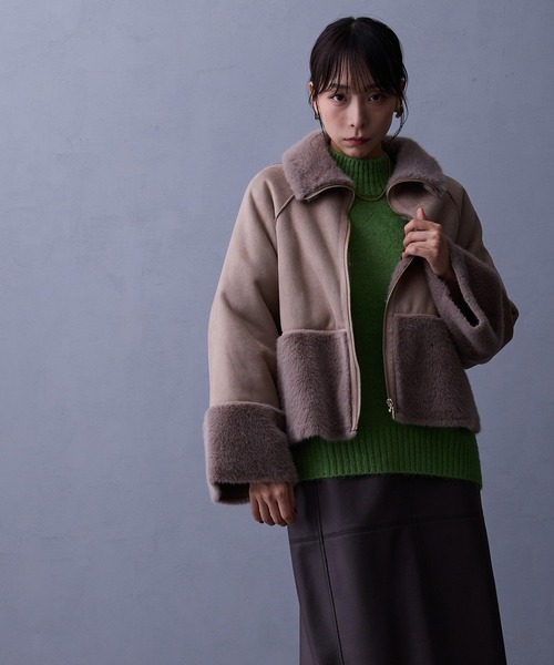 NICOLE white（ニコルホワイト）の「フェイクムートンブルゾン（ブルゾン・レディース・グレー/オフホワイト/ベージュ/モカ/チャコール・FREE）」の7枚目の写真