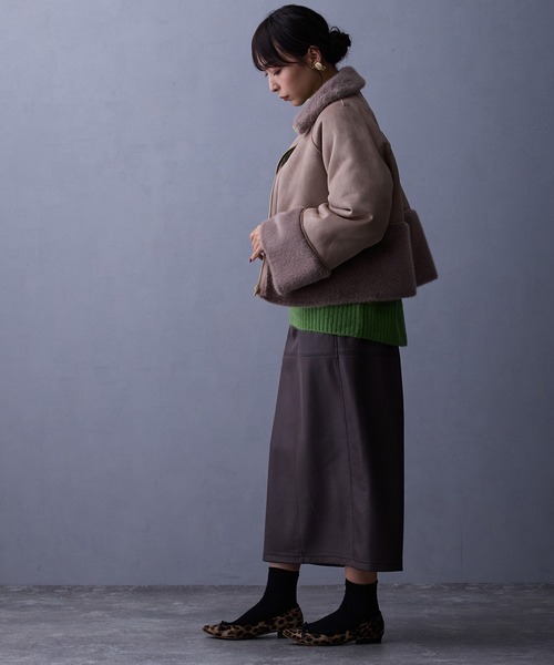 NICOLE white（ニコルホワイト）の「フェイクムートンブルゾン（ブルゾン・レディース・グレー/オフホワイト/ベージュ/モカ/チャコール・FREE）」の10枚目の写真