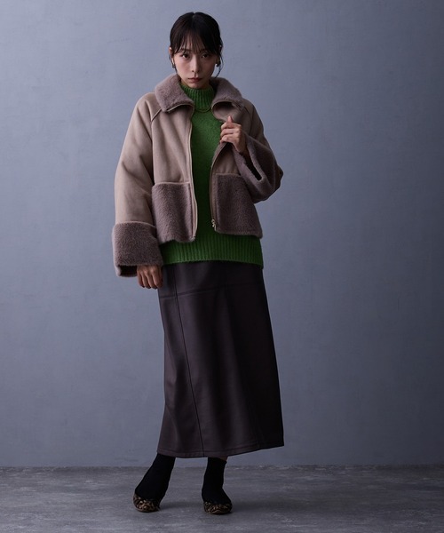 NICOLE white（ニコルホワイト）の「フェイクムートンブルゾン（ブルゾン・レディース・グレー/オフホワイト/ベージュ/モカ/チャコール・FREE）」の12枚目の写真