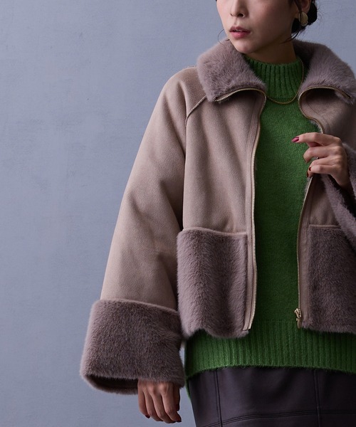 NICOLE white（ニコルホワイト）の「フェイクムートンブルゾン（ブルゾン・レディース・グレー/オフホワイト/ベージュ/モカ/チャコール・FREE）」の13枚目の写真