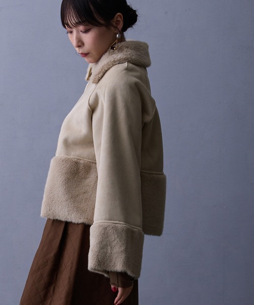 NICOLE white（ニコルホワイト）の「フェイクムートンブルゾン（ブルゾン・レディース・グレー/オフホワイト/ベージュ/モカ/チャコール・FREE）」の14枚目の写真