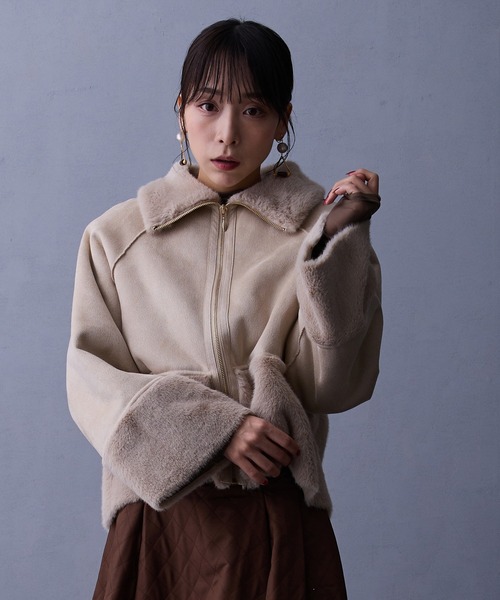 NICOLE white（ニコルホワイト）の「フェイクムートンブルゾン（ブルゾン・レディース・グレー/オフホワイト/ベージュ/モカ/チャコール・FREE）」の16枚目の写真