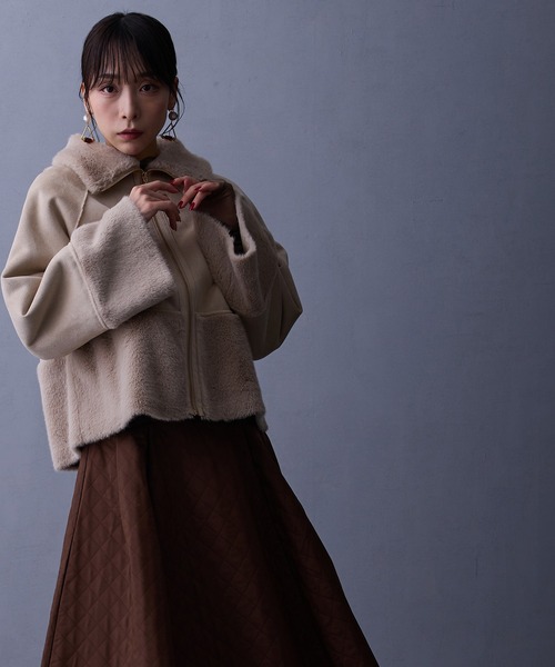 NICOLE white（ニコルホワイト）の「フェイクムートンブルゾン（ブルゾン・レディース・グレー/オフホワイト/ベージュ/モカ/チャコール・FREE）」の18枚目の写真
