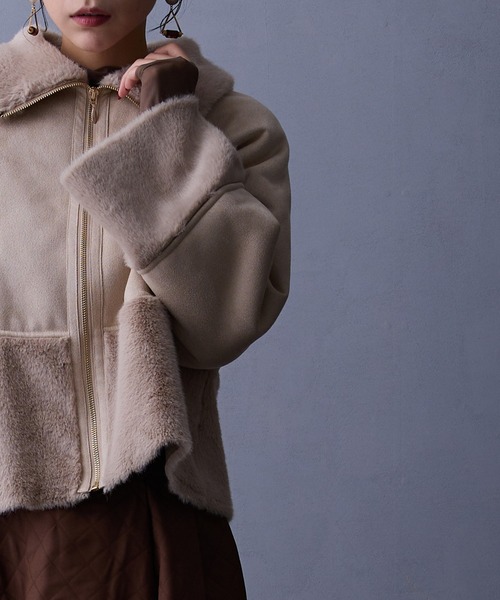 NICOLE white（ニコルホワイト）の「フェイクムートンブルゾン（ブルゾン・レディース・グレー/オフホワイト/ベージュ/モカ/チャコール・FREE）」の22枚目の写真