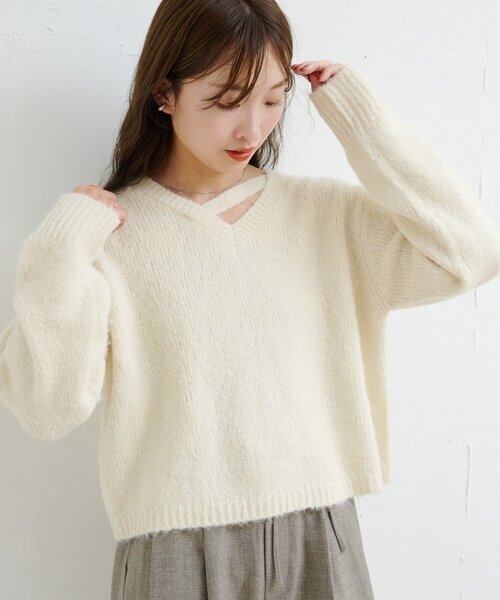 Kastane（カスタネ）の「【一部店舗限定/4色展開】B ブークレニットプルオーバー（ニット/セーター・レディース・アイボリー/グレー/グリーン/ブラウン・FREE）」の2枚目の写真