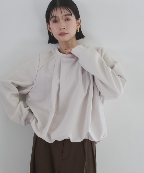 hunch(ハンチ)の「ベロアボンディング バルーンスウェット(スウェット・レディース・チャコール/アイボリー/ブラック・FREE)」の5枚目の写真