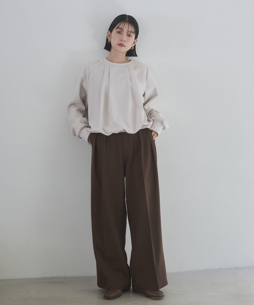 hunch(ハンチ)の「ベロアボンディング バルーンスウェット(スウェット・レディース・チャコール/アイボリー/ブラック・FREE)」の7枚目の写真