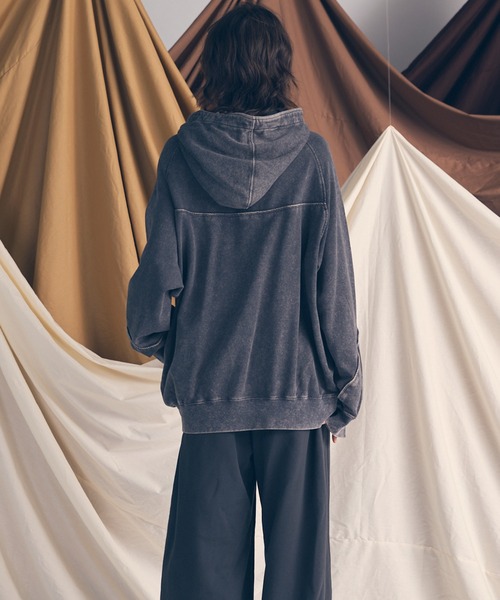MAISON SPECIAL（メゾンスペシャル）の「《UNISEX》Cashmere Cotton Sweat Pullover Hoodie/カシミアコットン裏毛プルオーバーパーカー【MAISON SPECIAL/メゾンスペシャル】（パーカー・メンズ・グレー/ブラック・0/1/2）」の10枚目の写真