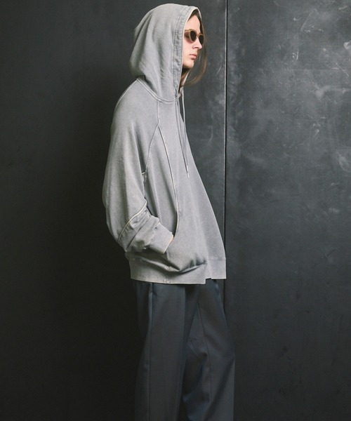 MAISON SPECIAL（メゾンスペシャル）の「《UNISEX》Cashmere Cotton Sweat Pullover Hoodie/カシミアコットン裏毛プルオーバーパーカー【MAISON SPECIAL/メゾンスペシャル】（パーカー・メンズ・グレー/ブラック・0/1/2）」の12枚目の写真