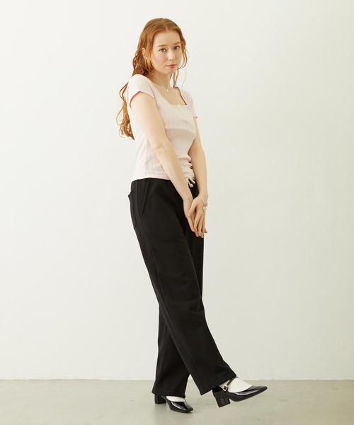 MILKFED.(ミルクフェド)の「HENLEY NECK S/S TOP(Tシャツ/カットソー・レディース・オフホワイト/ライトピンク/ブラック・ONE SIZE)」の20枚目の写真