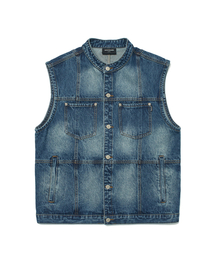 PATCH WORK DENIM VEST (DENIM)