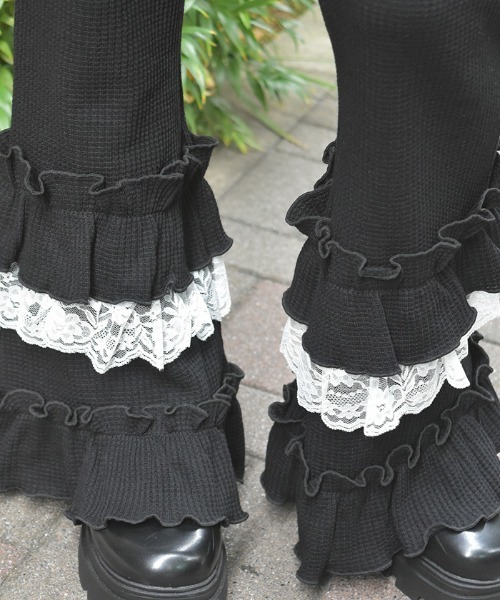 axes femme(アクシーズファム)の「フリル×レースワッフルパンツ(その他パンツ・レディース・ホワイト/ブラック・FREE)」の4枚目の写真