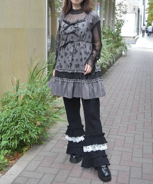 axes femme(アクシーズファム)の「フリル×レースワッフルパンツ(その他パンツ・レディース・ホワイト/ブラック・FREE)」の5枚目の写真