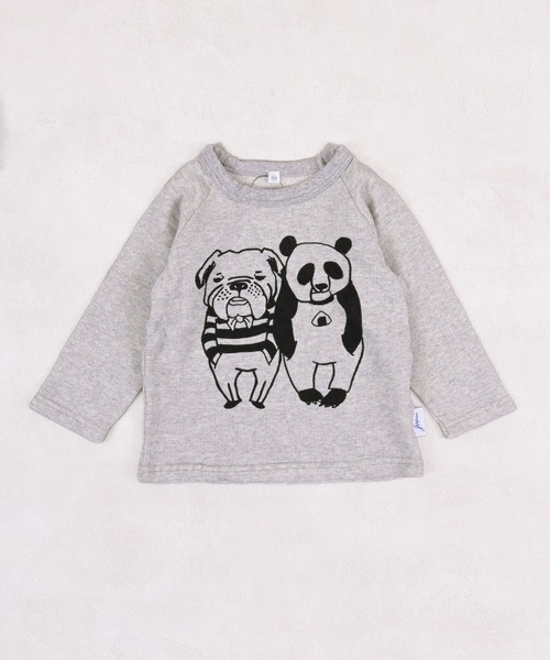 JIPPON（ジポン）の「【JIPPON/日本製】パンダプリントトレーナー（スウェット・キッズ・レッド/オフホワイト/ライトグリーン/杢グレー・80/90/95/100/110/120/130/140）」の3枚目の写真