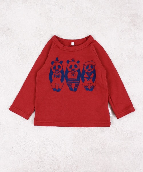 JIPPON（ジポン）の「【JIPPON/日本製】パンダプリントトレーナー（スウェット・キッズ・レッド/オフホワイト/ライトグリーン/杢グレー・80/90/95/100/110/120/130/140）」の4枚目の写真