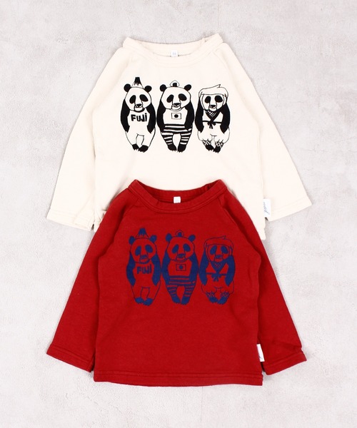 JIPPON（ジポン）の「【JIPPON/日本製】パンダプリントトレーナー（スウェット・キッズ・レッド/オフホワイト/ライトグリーン/杢グレー・80/90/95/100/110/120/130/140）」の16枚目の写真