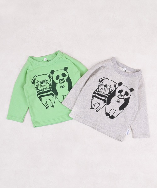 JIPPON（ジポン）の「【JIPPON/日本製】パンダプリントトレーナー（スウェット・キッズ・レッド/オフホワイト/ライトグリーン/杢グレー・80/90/95/100/110/120/130/140）」の5枚目の写真