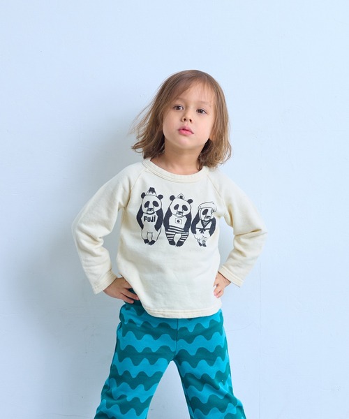 JIPPON（ジポン）の「【JIPPON/日本製】パンダプリントトレーナー（スウェット・キッズ・レッド/オフホワイト/ライトグリーン/杢グレー・80/90/95/100/110/120/130/140）」の10枚目の写真