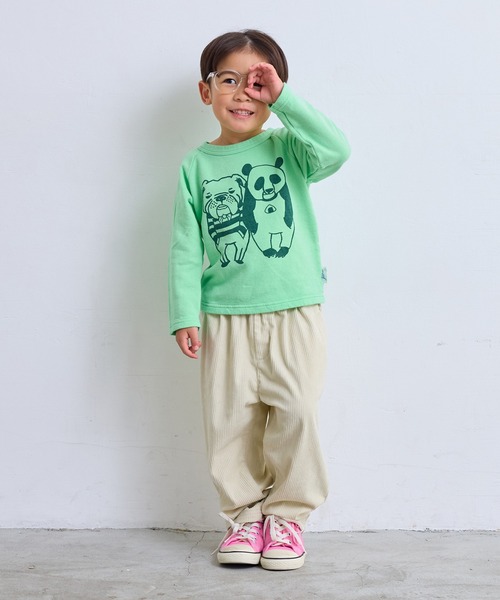 JIPPON（ジポン）の「【JIPPON/日本製】パンダプリントトレーナー（スウェット・キッズ・レッド/オフホワイト/ライトグリーン/杢グレー・80/90/95/100/110/120/130/140）」の9枚目の写真