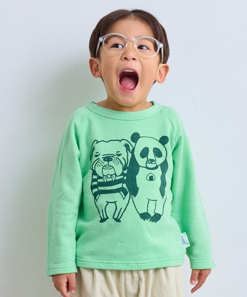 JIPPON（ジポン）の「【JIPPON/日本製】パンダプリントトレーナー（スウェット・キッズ・レッド/オフホワイト/ライトグリーン/杢グレー・80/90/95/100/110/120/130/140）」の8枚目の写真