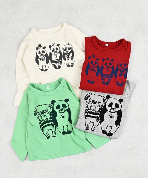 JIPPON（ジポン）の「【JIPPON/日本製】パンダプリントトレーナー（スウェット・キッズ・レッド/オフホワイト/ライトグリーン/杢グレー・80/90/95/100/110/120/130/140）」の15枚目の写真