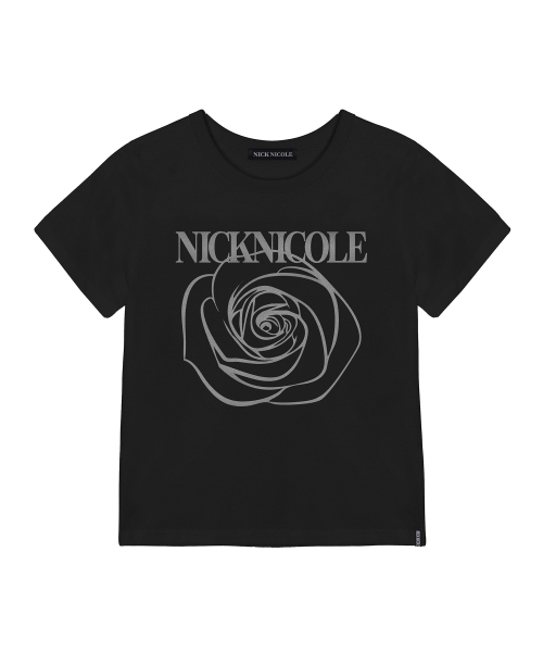 NICK&NICOLE(ニックアンドニコール)の「ROSE NICOLE LABEL SLIM TOP_BLACK SILVER(Tシャツ/カットソー・レディース・その他・FREE)」の1枚目の写真