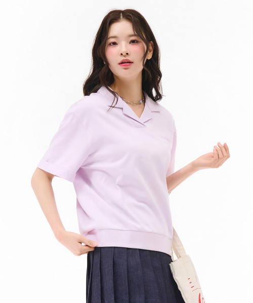 CHASECULT(チェイスカルト)の「レディース オープンカラー 半袖Tシャツ - パープル(Tシャツ/カットソー・レディース・ライトパープル・90/85)」の3枚目の写真